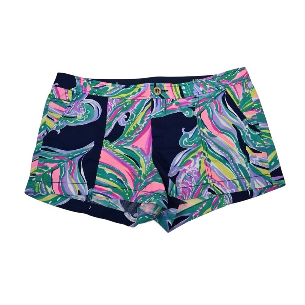 Lilly Pulitzer Multicolor Palm-Print Women's Shorts - Navy, Pink, Green